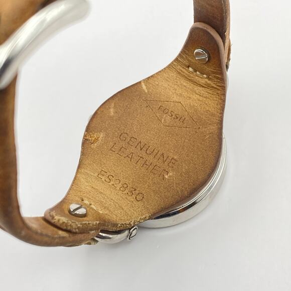 FOSSIL GEORGIA ES2830 Women's Brown Leather Analog Beige Dial Quartz Watch VK782 - Picture 7 of 11